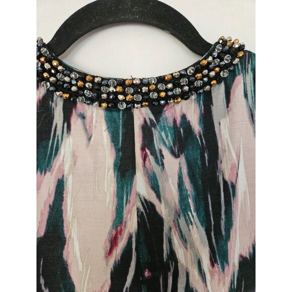 Jennifer Lopez Beaded Jewel Cold Shoulder Blouse XS - Picture 5 of 9